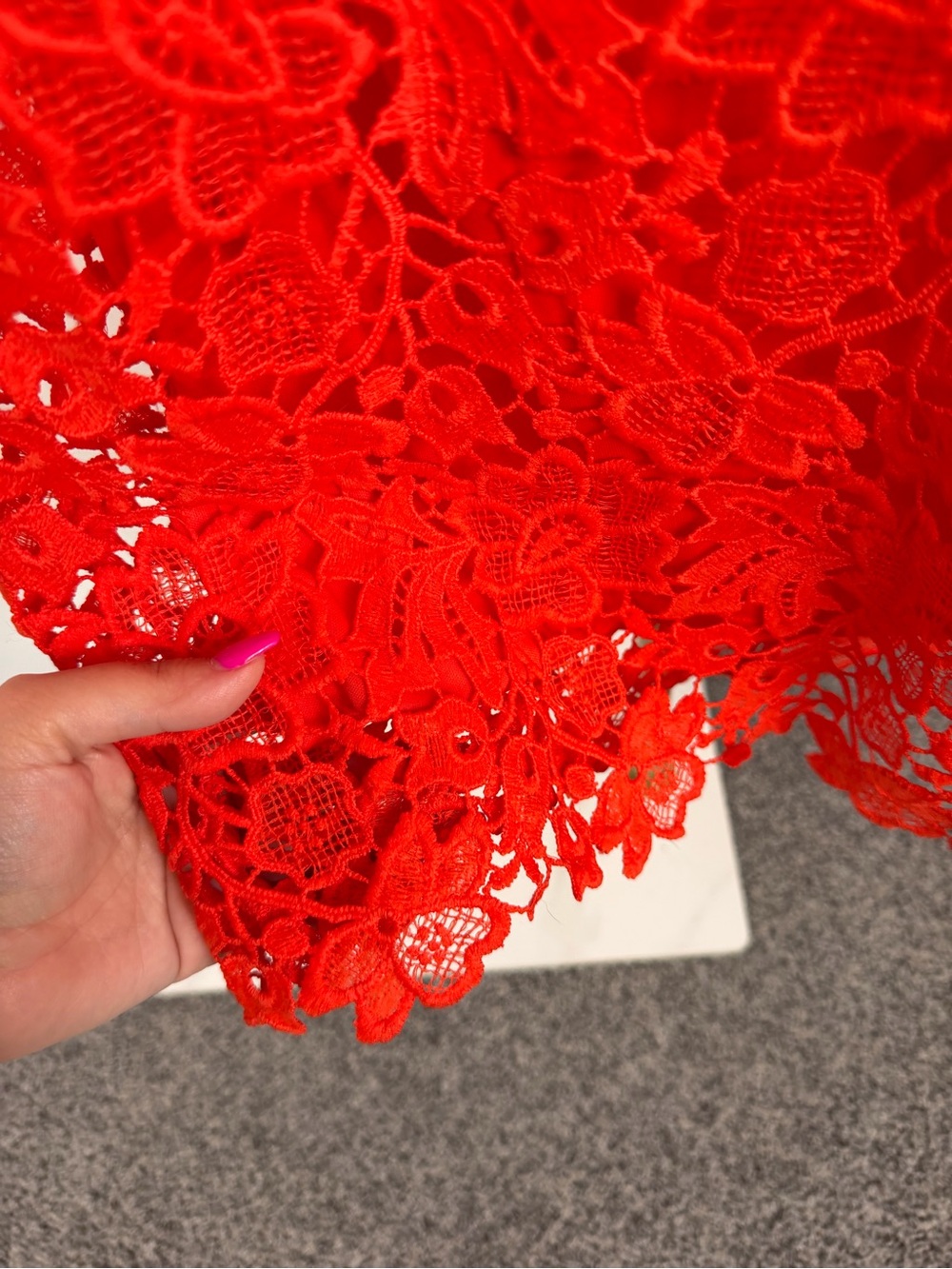 ASTR the Label Red Floral Lace Strapless Midi Dress Size L Cocktail Party - Picture 4 of 12